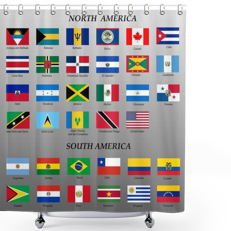 Personality  Set Of Flags Of Americas Shower Curtains