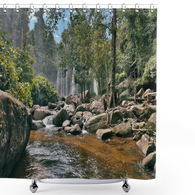 Personality  Trekking Through Phnom Kulen Untouched Landscapes - Phnom Kulen, Cambodia Shower Curtains