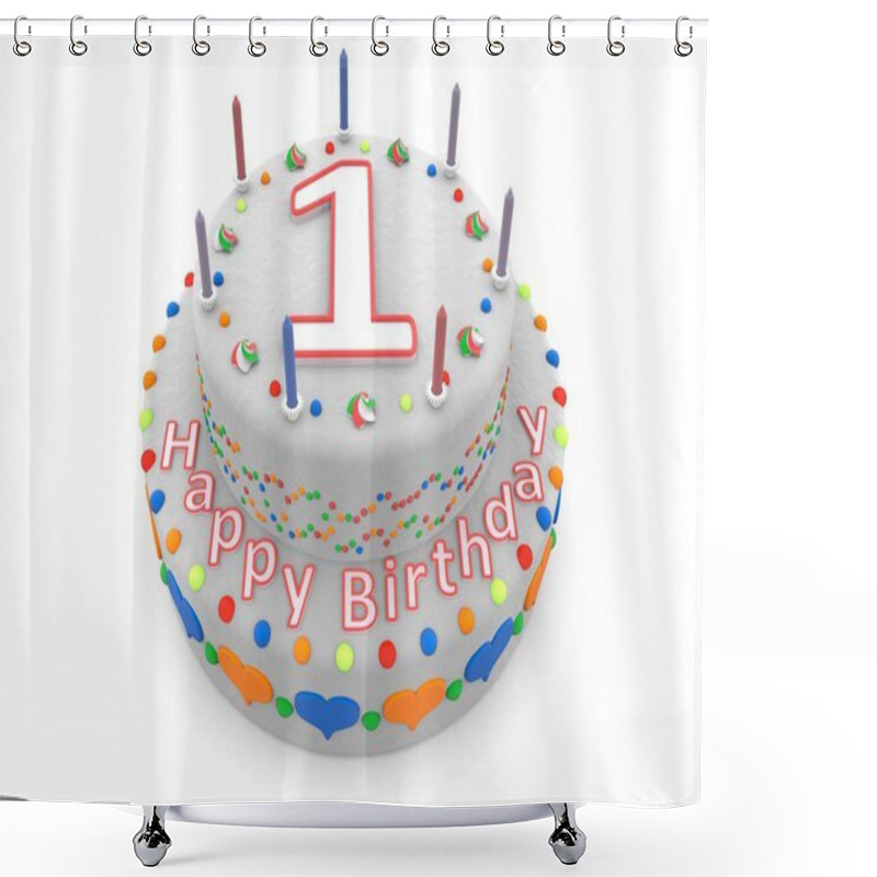 Personality  White Birthday Cake Shower Curtains