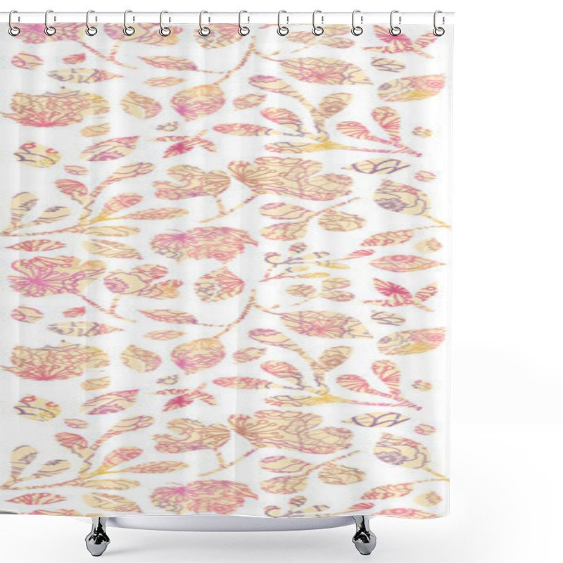 Personality  Textured Pastel Leaves Vertical Seamless Pattern Background Shower Curtains