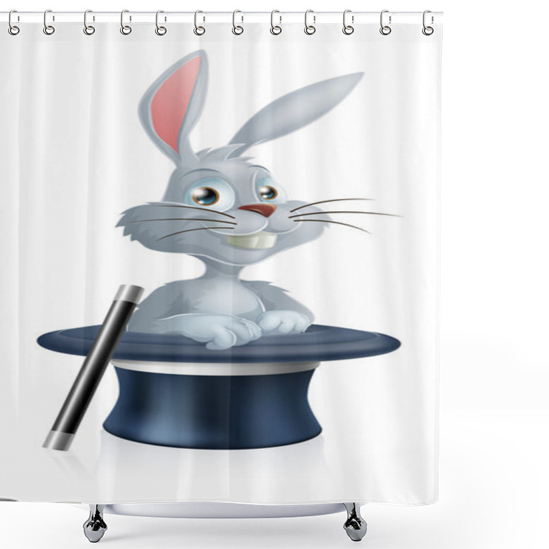 Personality  White Rabbit And Magic Hat Shower Curtains