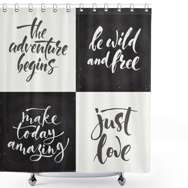 Personality  Set Of Chalk Lettering Qoutes Shower Curtains