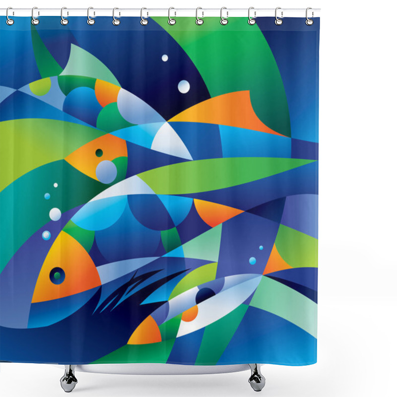 Personality  Abstract Fishes In The Depths Of The Ocean Shower Curtains