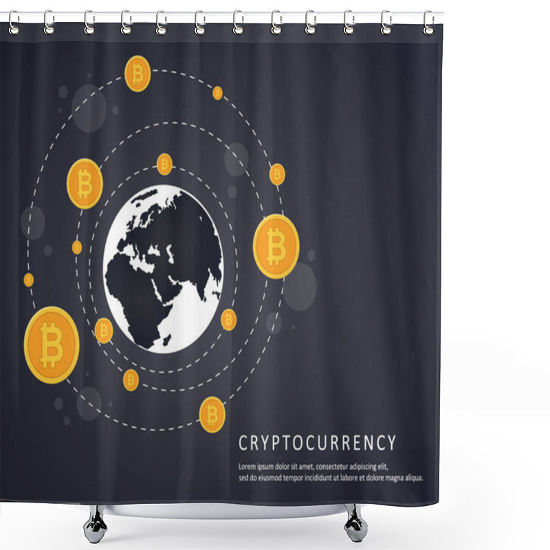 Personality  Black Background For Blockchain Style Shower Curtains