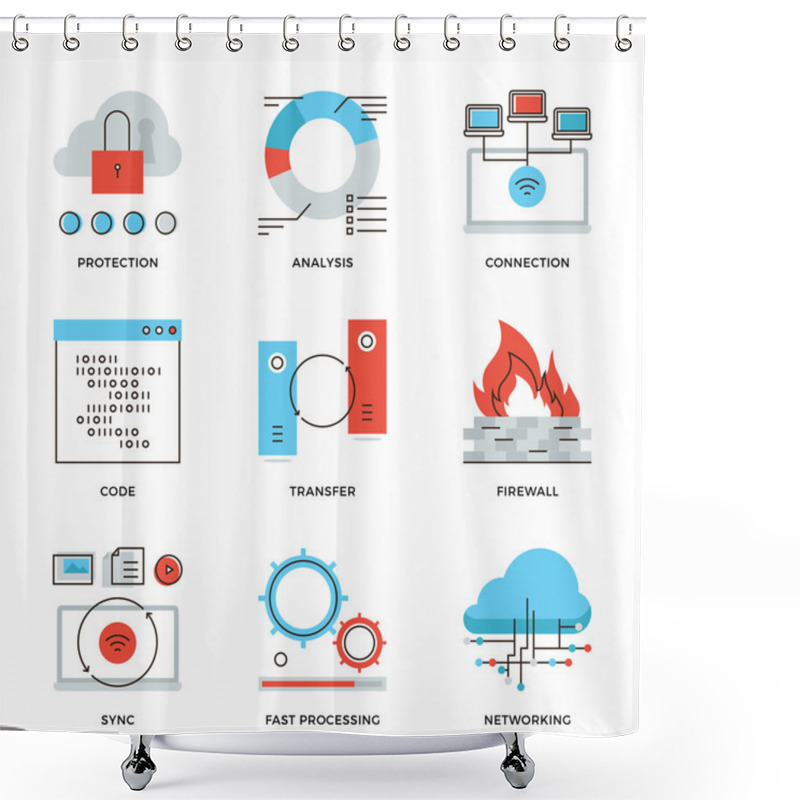 Personality  Network And Connection   Icons Shower Curtains