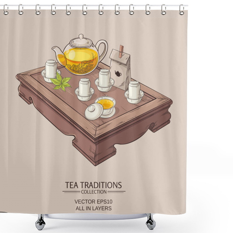 Personality  Chinese Tea Ceremony Shower Curtains