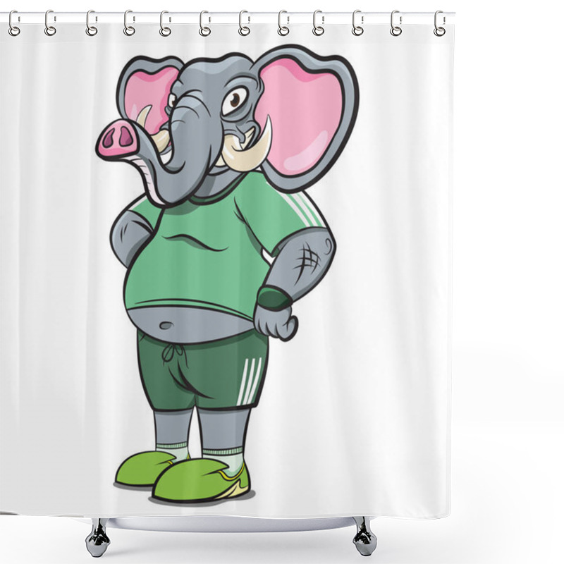 Personality  Anthropomorphic Animals. Elephant Wearing Human Running Track Clothes. Cool Elephant Character Fitness Freak Goes To Gym. Anthropomorphism. Animals Dressed As Humans. Shower Curtains