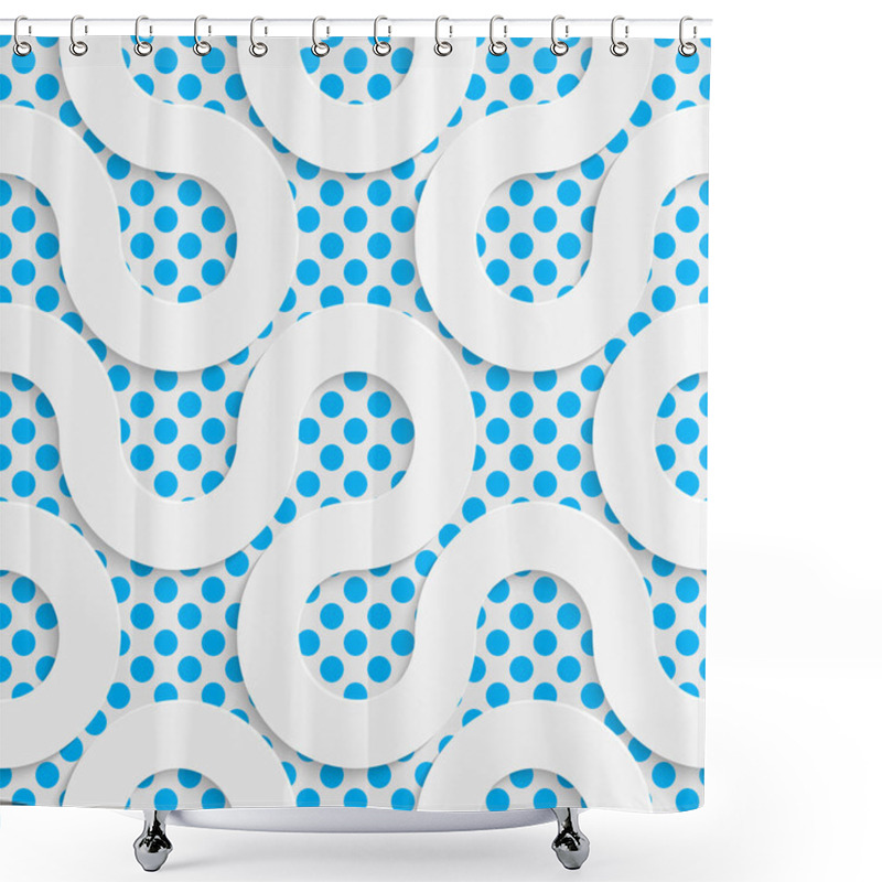 Personality  Seamless Wave Pattern. White And Blue Wrapping Background Shower Curtains