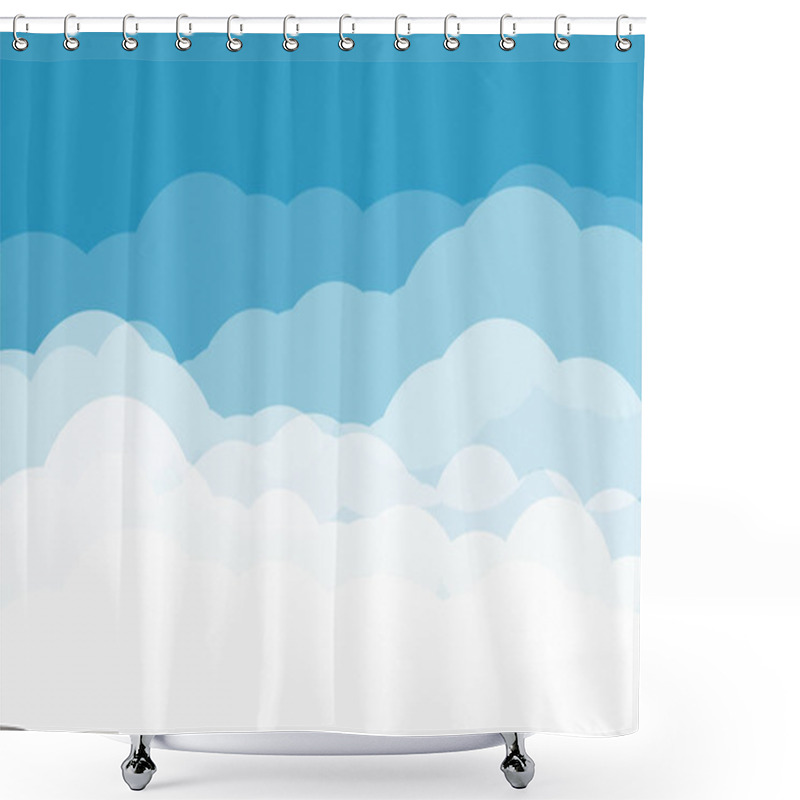 Personality  Blue Sky With Clouds. Cartoon Background. Bright Illustration For Design. Shower Curtains