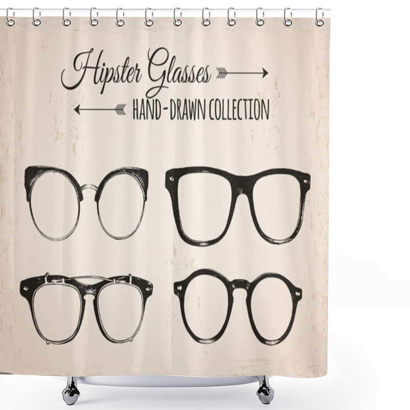 Personality  Hipster Eyeglasses  Illustration. Shower Curtains