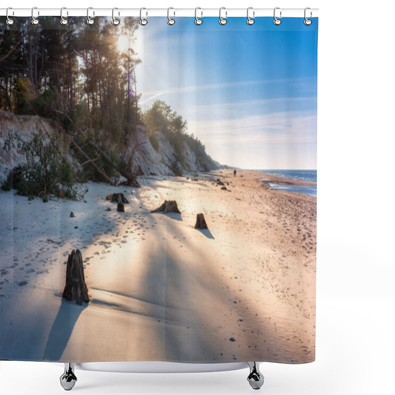 Personality  Beautiful Scenery Of The Baltic Sea Beach In Leba. Poland Shower Curtains