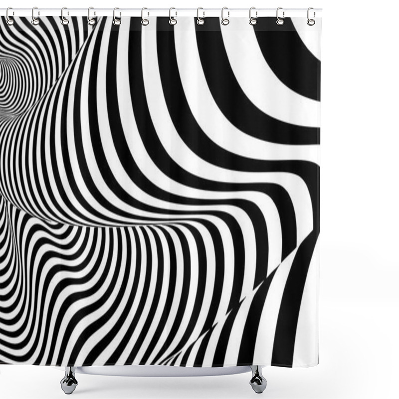 Personality  Optical Illusion Lines Background. Abstract 3d Black And White Illusions. Conceptual Design Of Optical Illusion Vector. EPS 10 Vector Illustration Shower Curtains