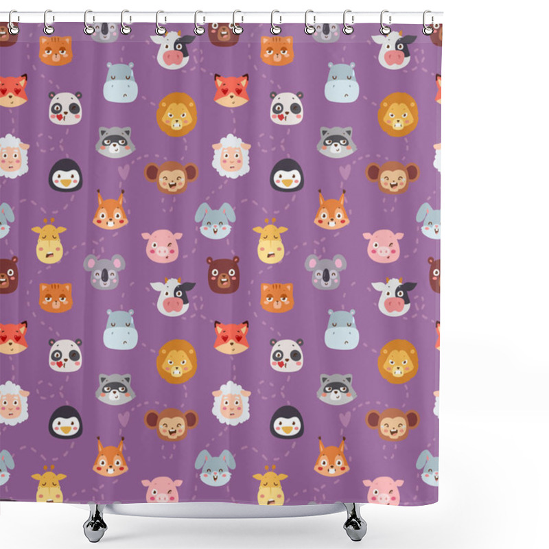 Personality  Animal Emotion Avatar Vector Illustration Icons Seamless Pattern Shower Curtains