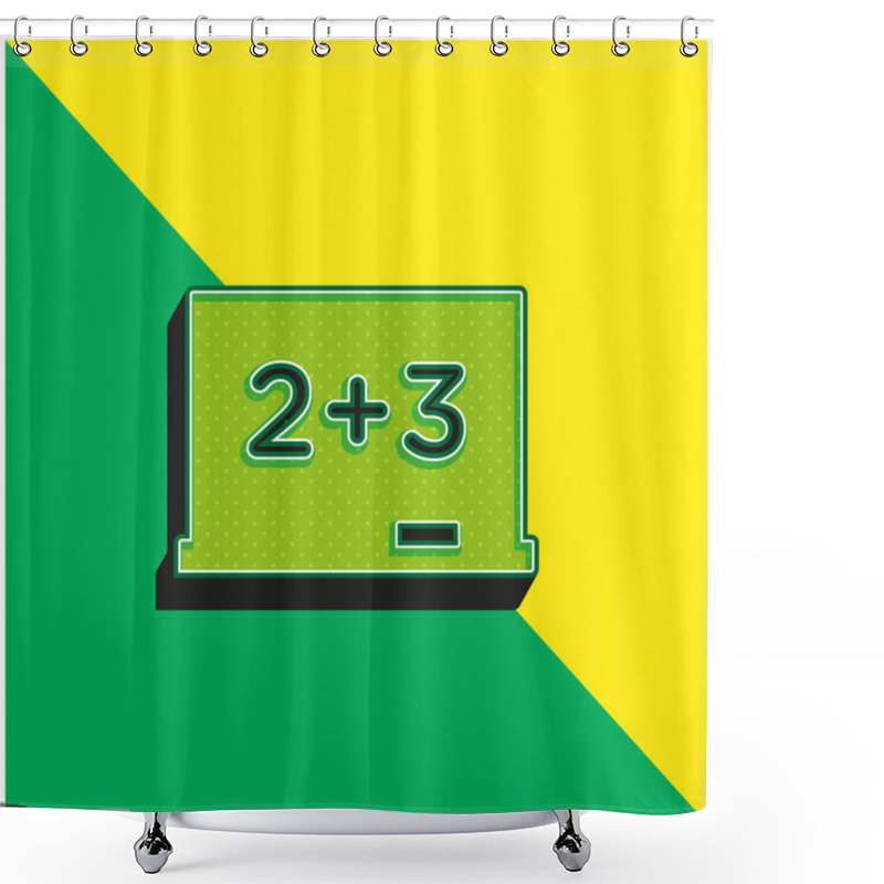 Personality  Blackboard With Mathematical Basic Calculations Green And Yellow Modern 3d Vector Icon Logo Shower Curtains