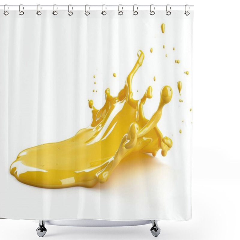 Personality  A Dynamic Splash Of Vibrant Yellow Paint, Capturing Energy And Creativity. Shower Curtains