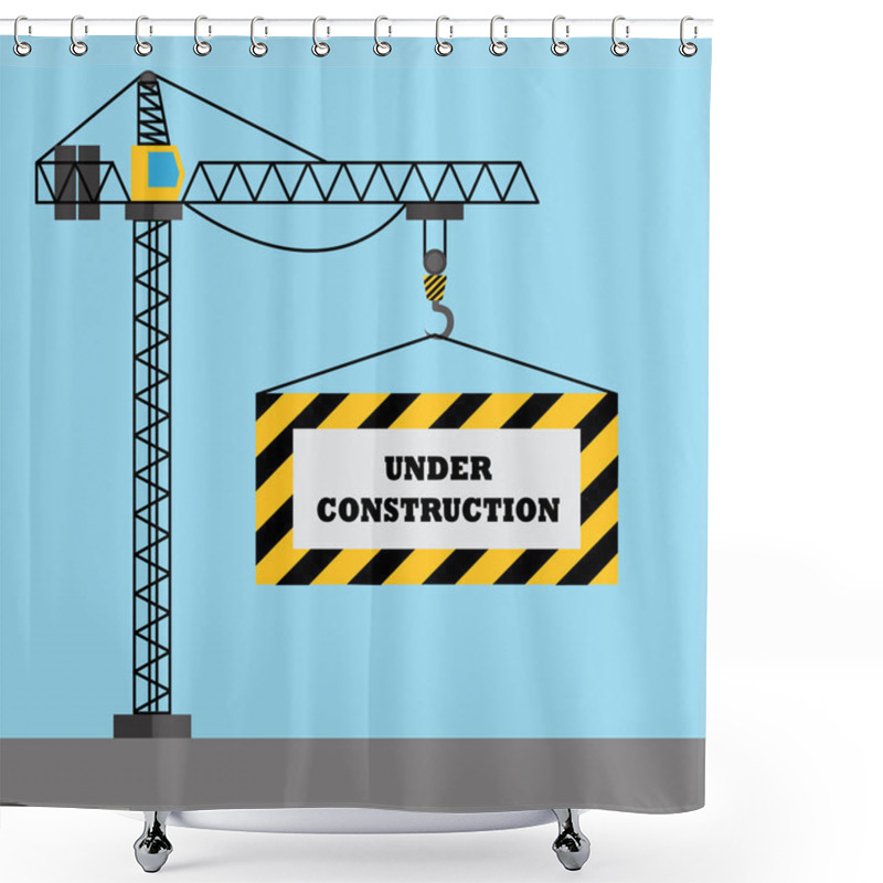 Personality  Construction Crane Holding An Under Construction Sign Vector Concept Shower Curtains