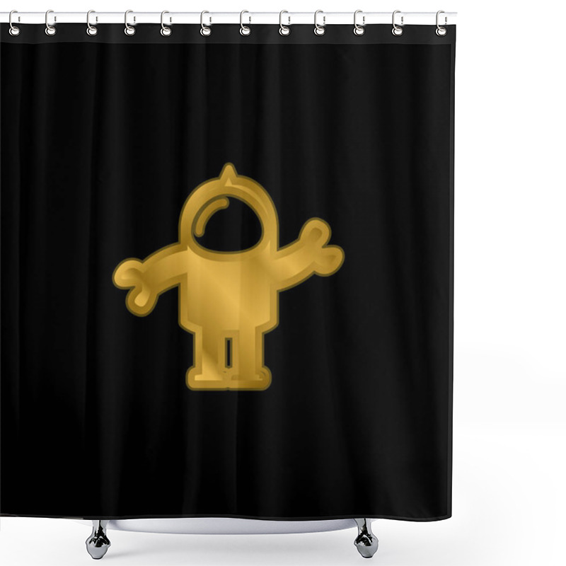 Personality  Astronaut Suit Gold Plated Metalic Icon Or Logo Vector Shower Curtains