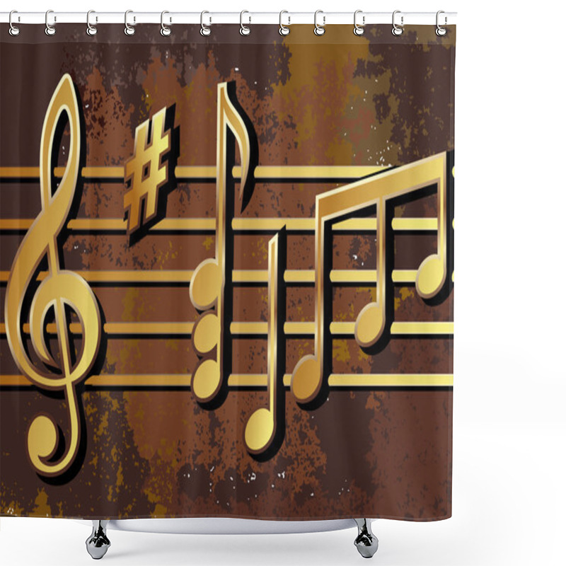 Personality  Musical Notes Arranged On A Rusty Surface Shower Curtains