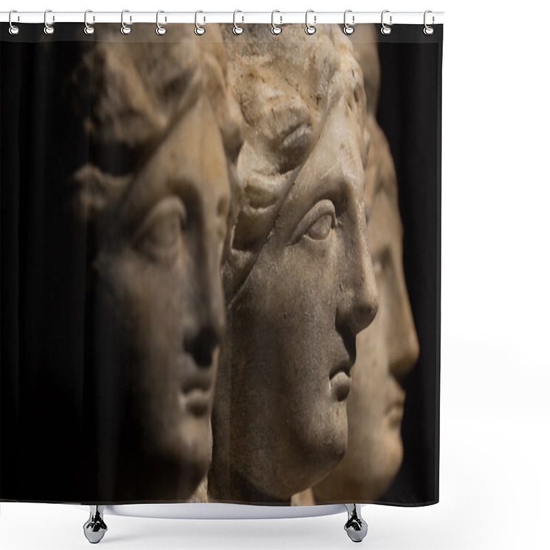 Personality  Three Headed Roman-asian Ancient Statue Of Beautiful Women, Godd Shower Curtains