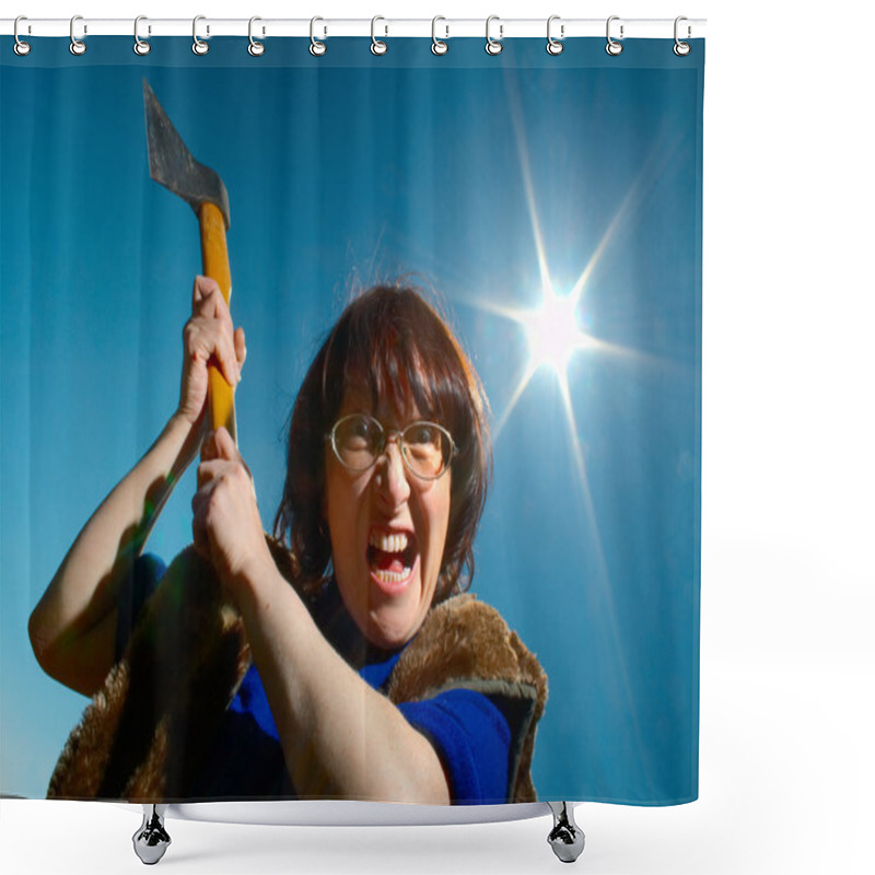 Personality  Woman With Axe Shower Curtains