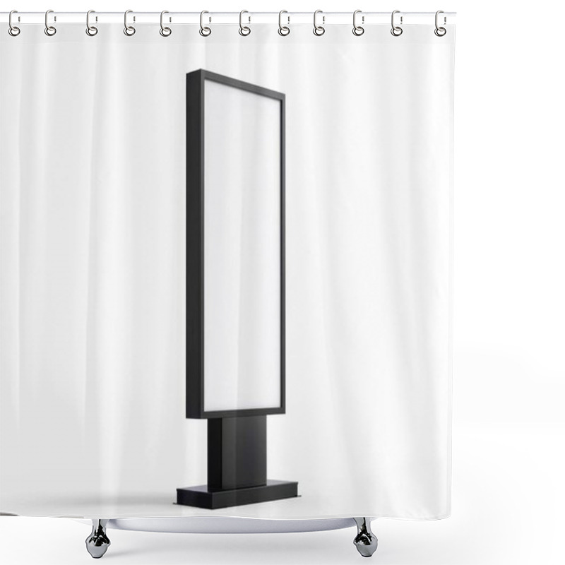 Personality  Sleek Black Outdoor Advertising Display Stand With A Blank Screen, Ideal For Customizable Advertisements. Shower Curtains