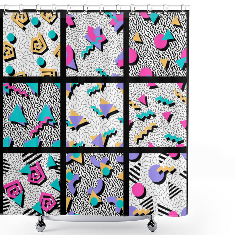 Personality  Set Of Vibrant Geometric Patterns Shower Curtains