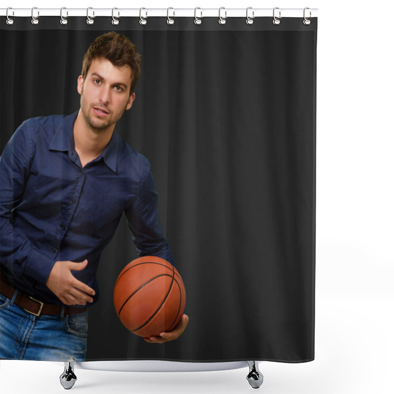 Personality  Young Man Playing Basketball Shower Curtains