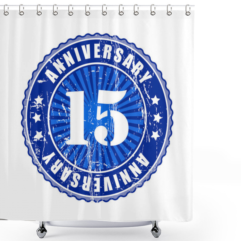 Personality  15 Years Anniversary Stamp. Shower Curtains