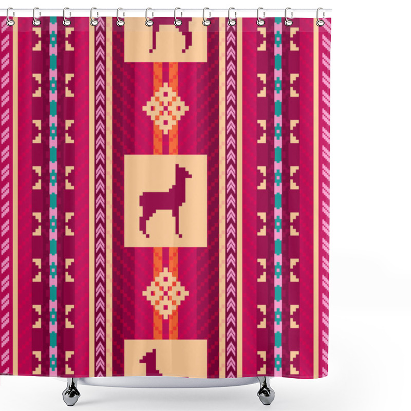 Personality  Ethnic Fabric Pattern With Lamas Shower Curtains