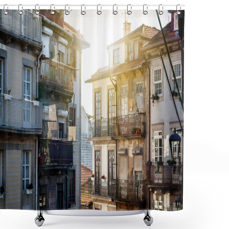 Personality  Porto, Portugal, Street, Facades Of Old Buildings In The Histori Shower Curtains