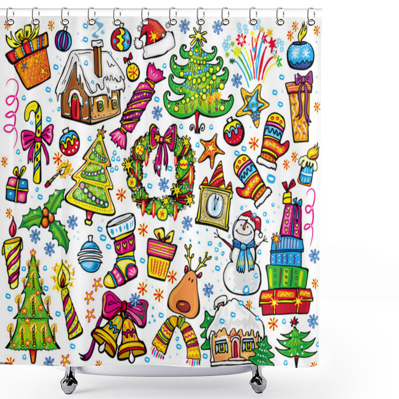 Personality  New Year And Christmas Set Shower Curtains