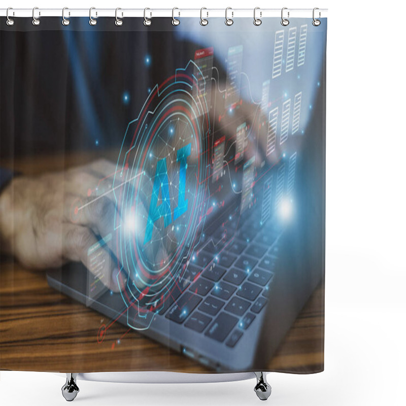 Personality  A Forward-thinking Businessman Utilizes AI For Document Management, Streamlining Operations, Enhancing Accuracy, And Boosting Productivity Through Automated Workflows And Intelligent Data Processing. Shower Curtains