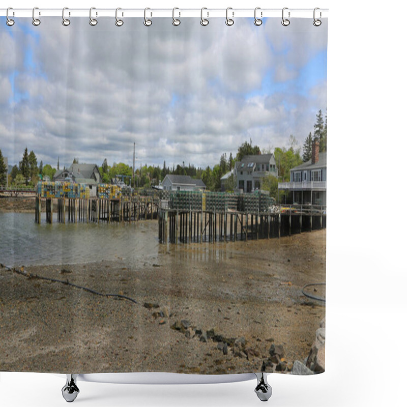 Personality  Lobster Wharf In Little Island Marine - Mt Desert Island, Maine Shower Curtains