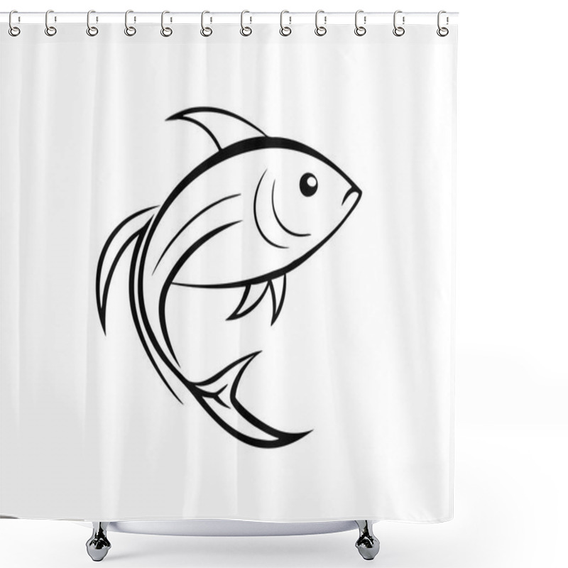 Personality  Minimalist Fish Logo Design - Stylish Fish Line Art Illustration Shower Curtains