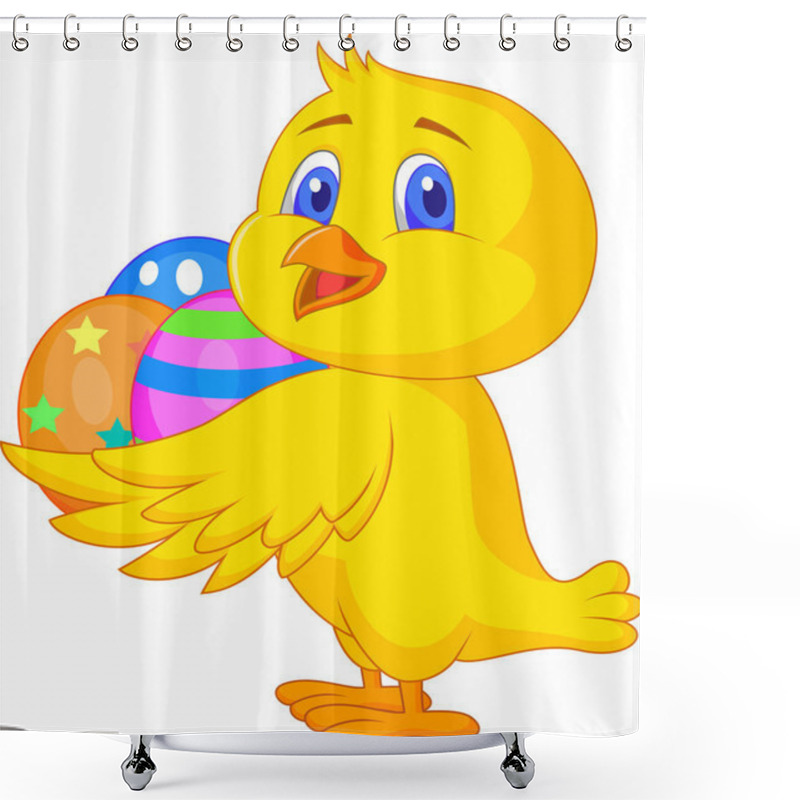 Personality  Cute Chiken With Easter Eggs Shower Curtains