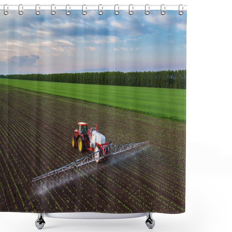 Personality  Tractor Cultivating Field At Spring  Shower Curtains