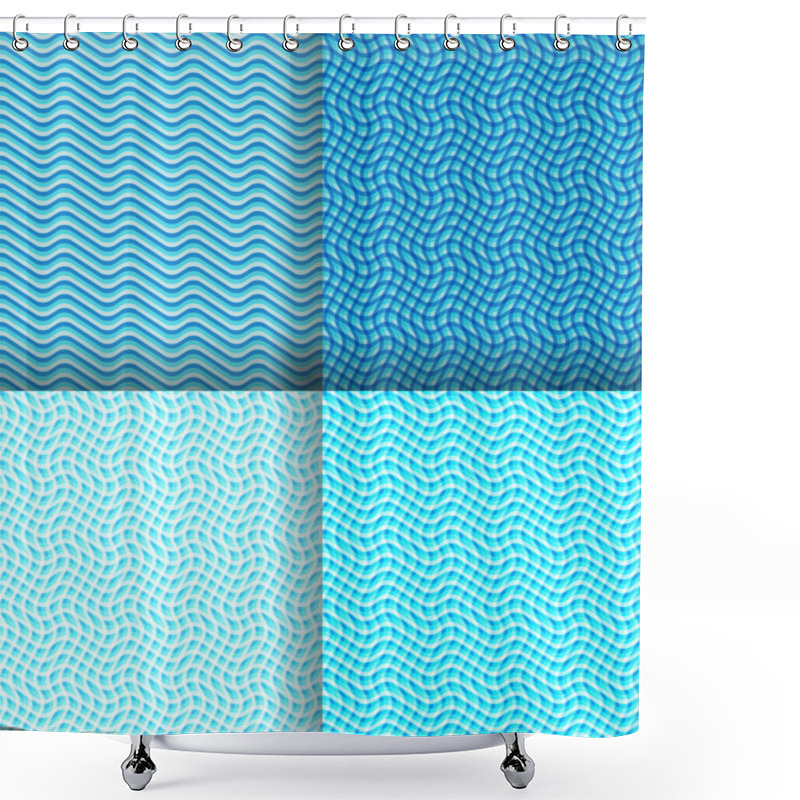 Personality  Set Seamless Wavy Pattern Shower Curtains