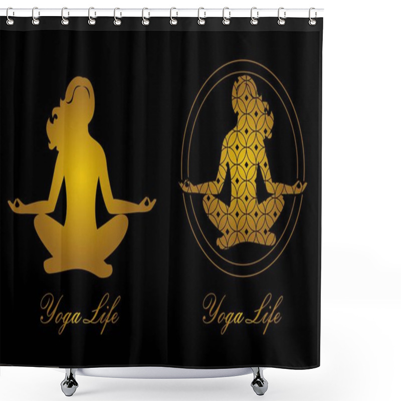 Personality  Yoga Logo Set Shower Curtains