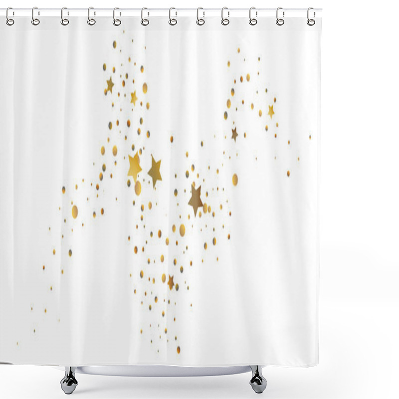 Personality  Star Confetti. Golden Casual Confetti Background. Bright Design Pattern. Vector Template With Gold Stars. Suitable For Your Design, Cards, Invitations, Gift, Vip. Shower Curtains