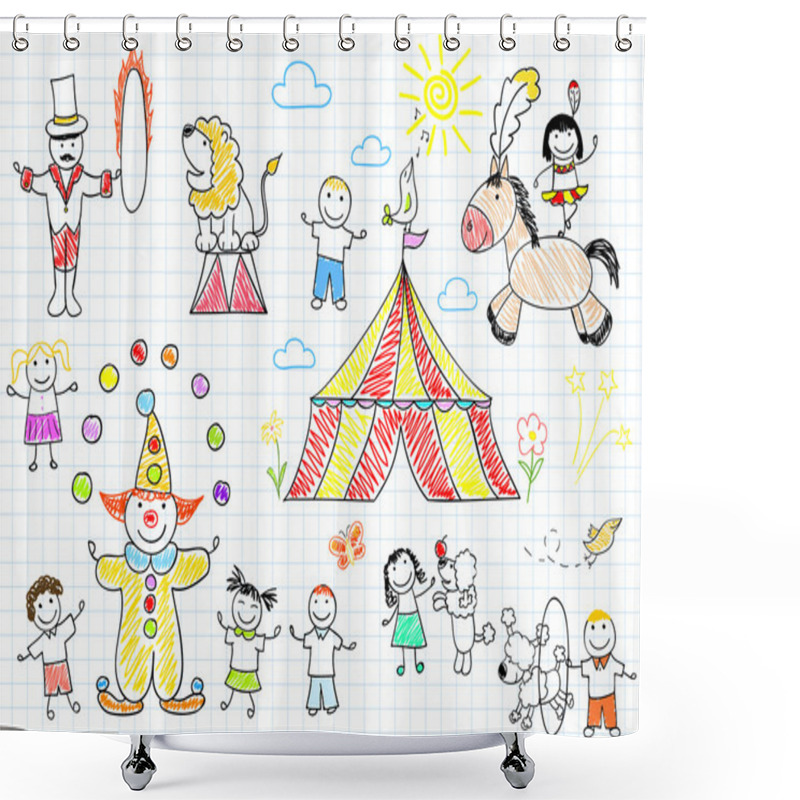 Personality  Happy Children In Circus Shower Curtains