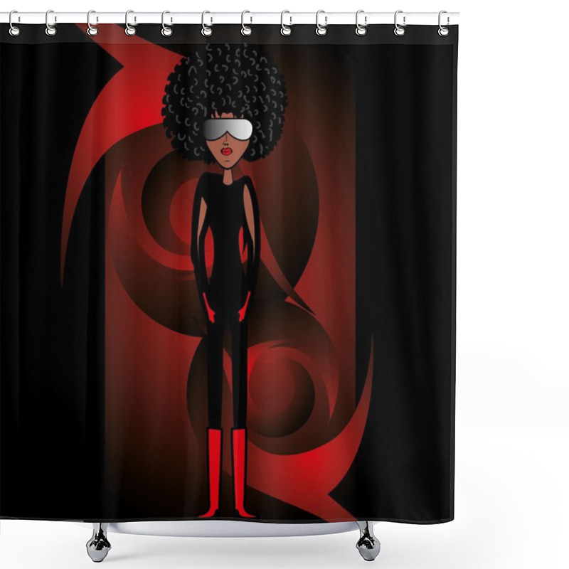 Personality  Afro Disco Girls Vector Art Shower Curtains