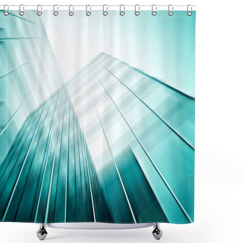 Personality  Panoramic And Perspective Wide Angle View To Steel Blue Backgrou Shower Curtains