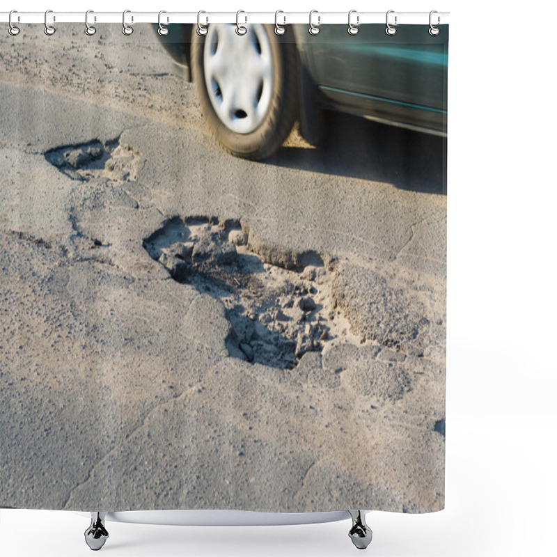 Personality  Asphalt`s Holes On Roadbed. Shower Curtains