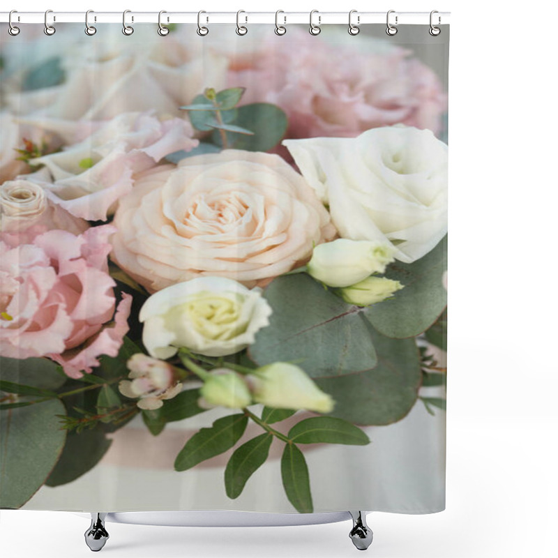 Personality  Amazing Bright Bouquet Of Tender Pastel Roses And Other Flowers Shower Curtains