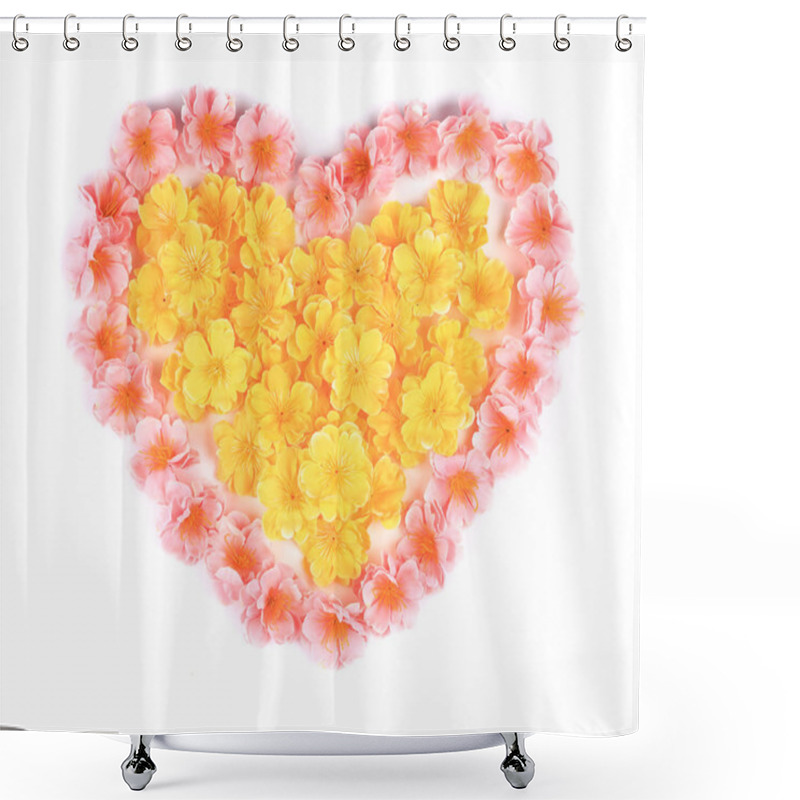 Personality  Pink Flowers In Form Of Heart. Shower Curtains