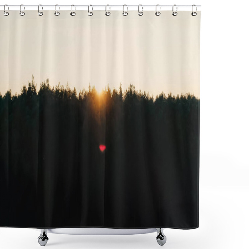 Personality  Scenic View Of Sunset Sky And Forest  Shower Curtains