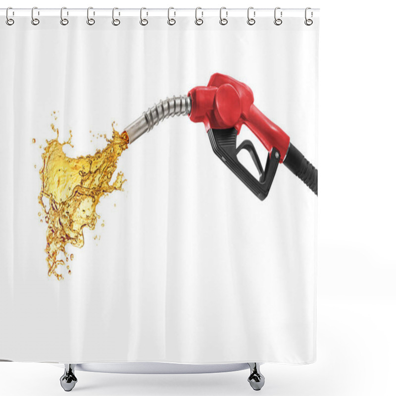 Personality  Petrol Splashing Out Of Pistol, Isolated On White Background Shower Curtains