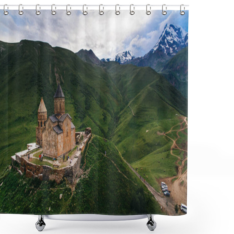 Personality  Old Castle In Green Mountains Shower Curtains