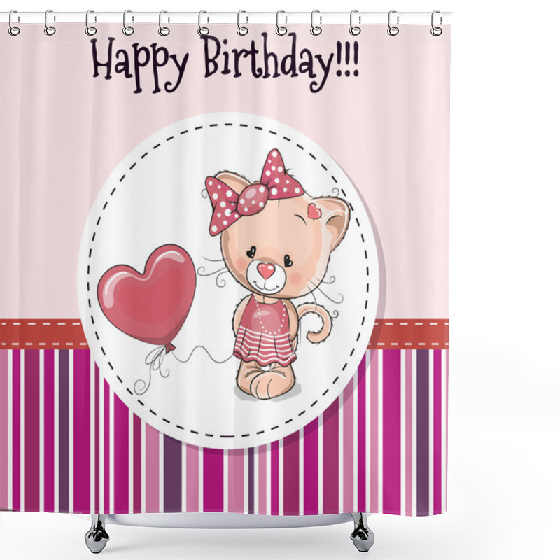 Personality  Cat With Balloon Shower Curtains