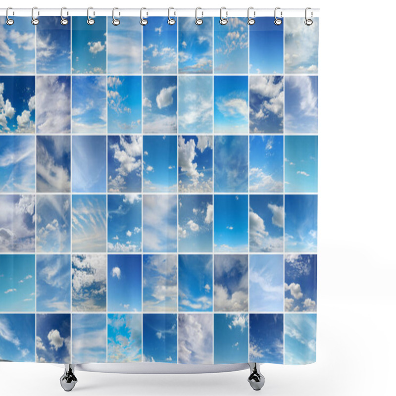 Personality  Large Collage With Clouds - Cumulus, Cirrus, Rain, Clear Sky Shower Curtains